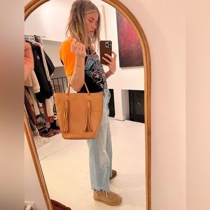 Madewell Leather Bucket Bag with Tassels